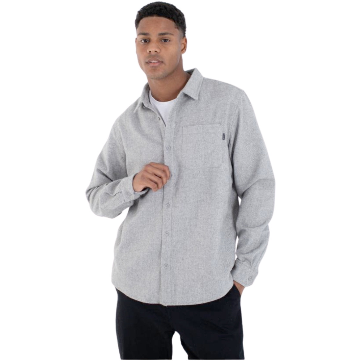 2026 Hurley Mens Axe Flannel Shirt MVSEU00002 - Grey